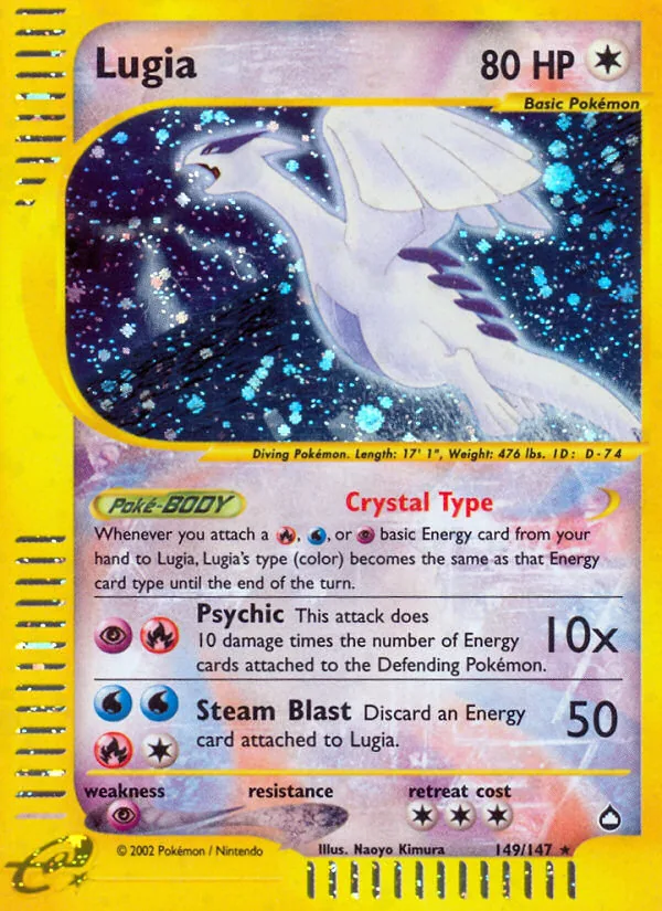 Lugia holographic Pokémon card