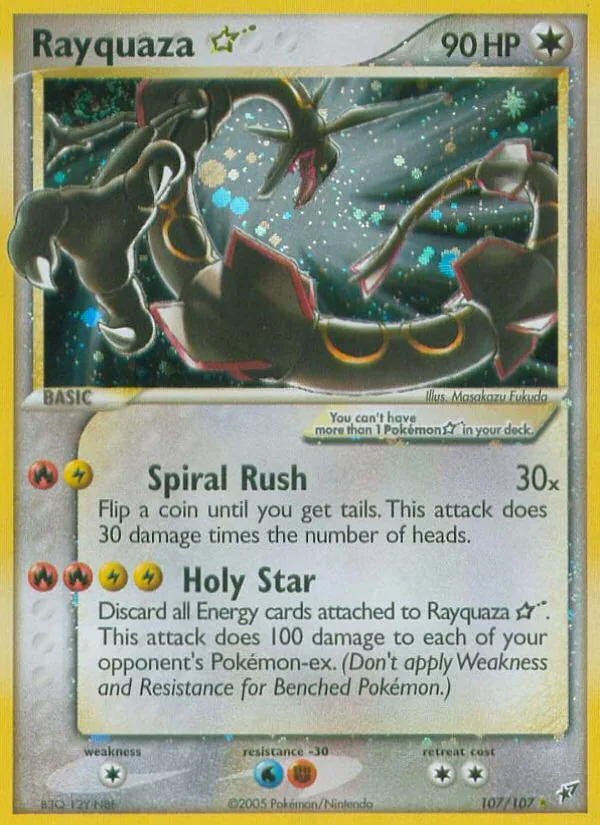Rayquaza holographic Pokémon card